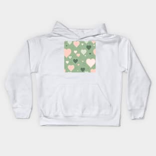 Cascade of Hearts in Pink, Cream and Green Kids Hoodie